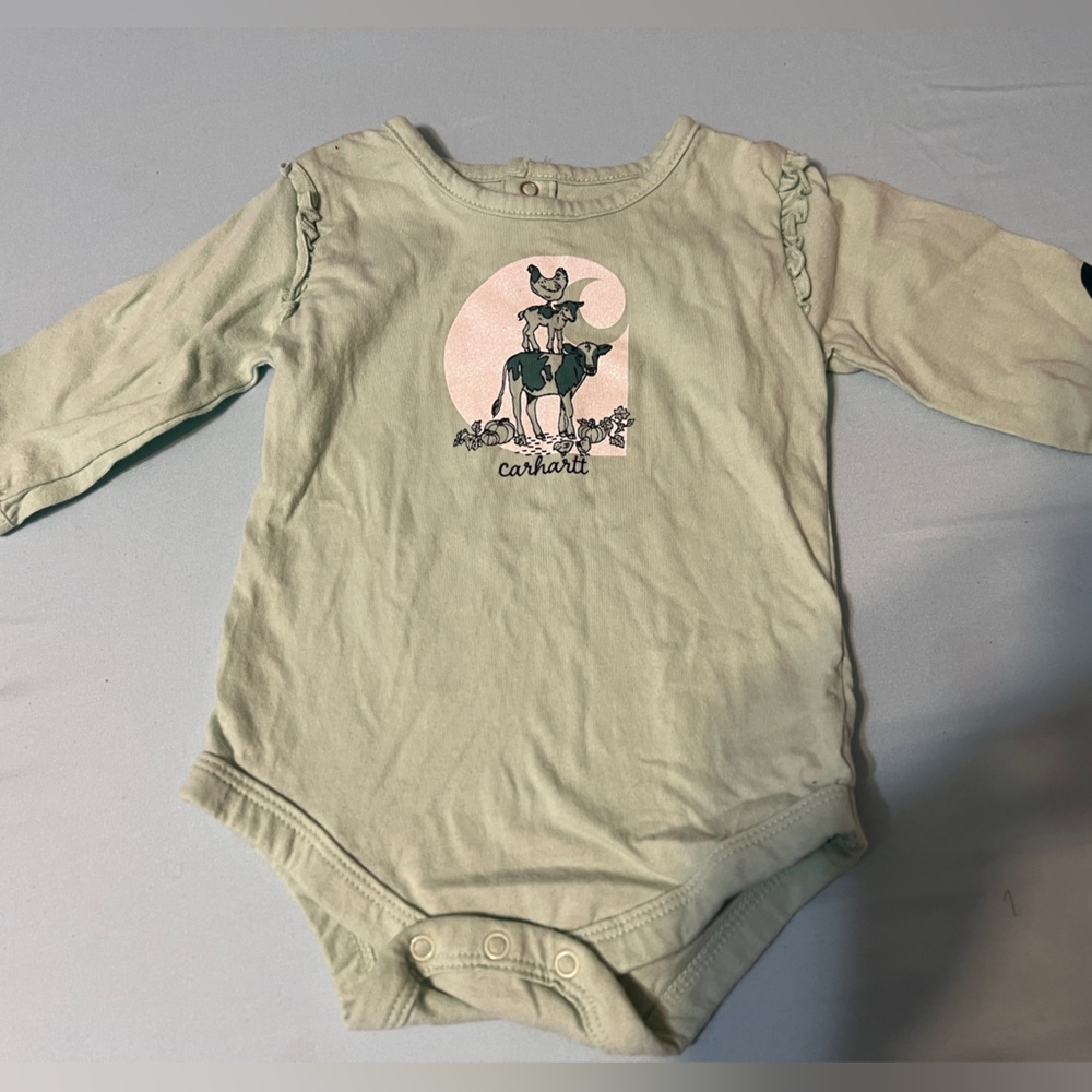 Carhartt long sleeve onesie. Light green. 3 month